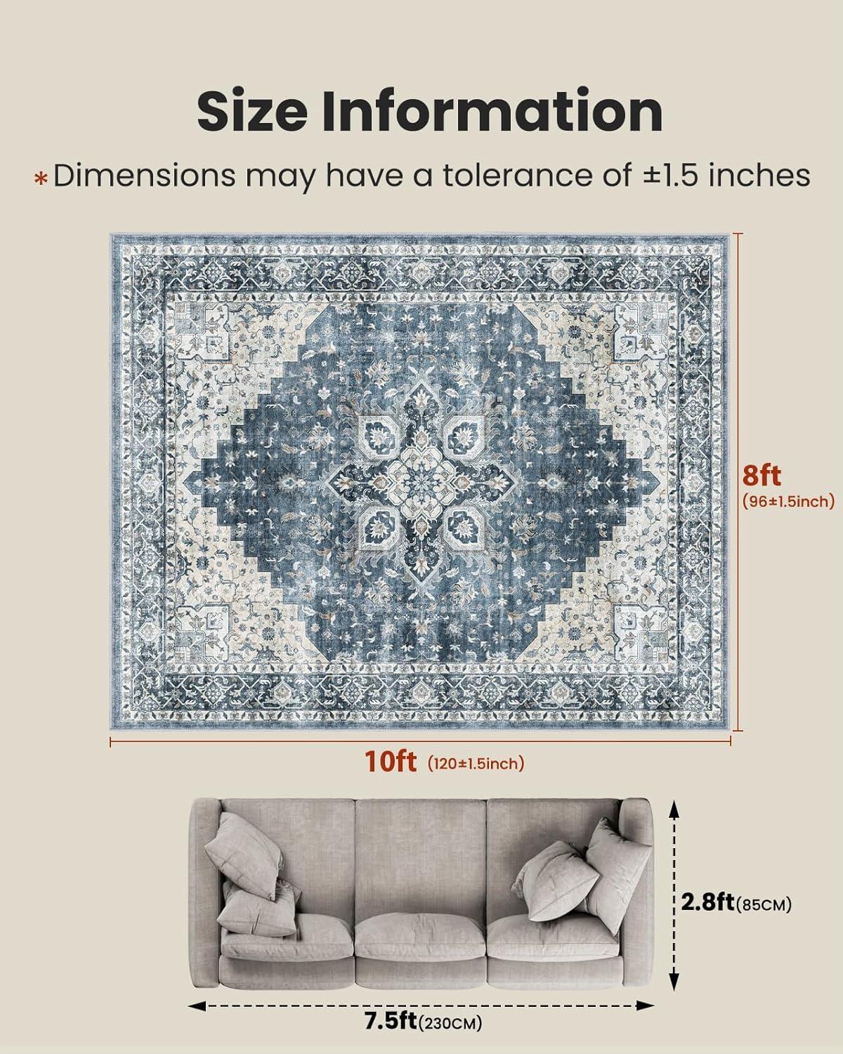 imageAMADA HOMEFURNISHING 8x10 and 2x3 Area Rugs Buying Together Soft Machine Washable StainResistant LowProfile Indoor Area Rugs with NonSlip Backing amp Durable Edge Binding
