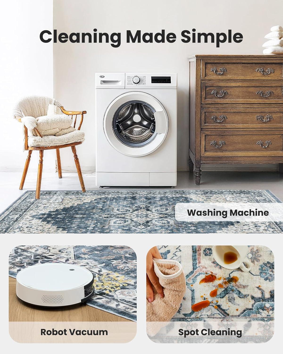 imageAMADA HOMEFURNISHING 8x10 and 2x3 Area Rugs Buying Together Soft Machine Washable StainResistant LowProfile Indoor Area Rugs with NonSlip Backing amp Durable Edge Binding