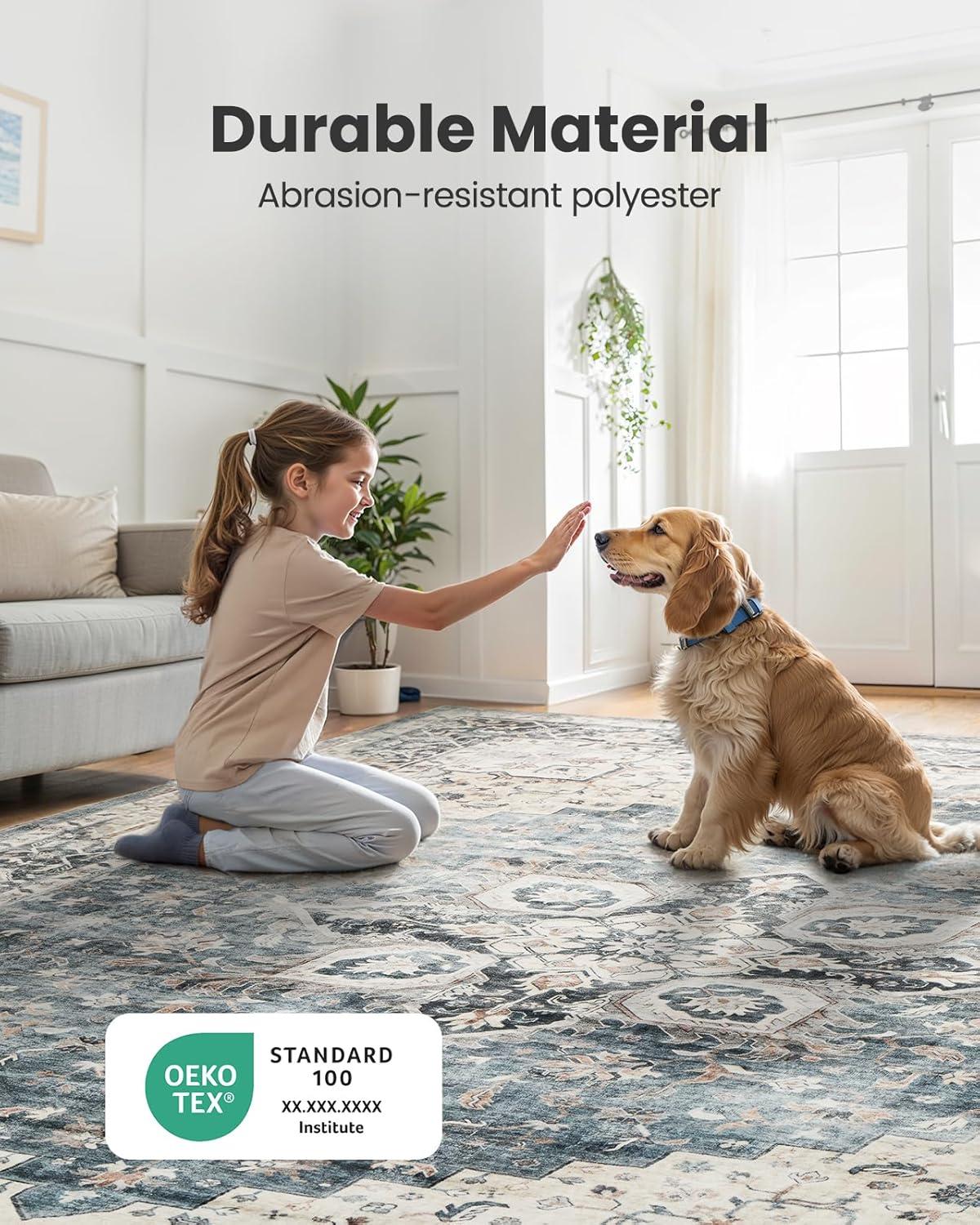 imageAMADA HOMEFURNISHING 8x10 and 2x3 Area Rugs Buying Together Soft Machine Washable StainResistant LowProfile Indoor Area Rugs with NonSlip Backing amp Durable Edge Binding