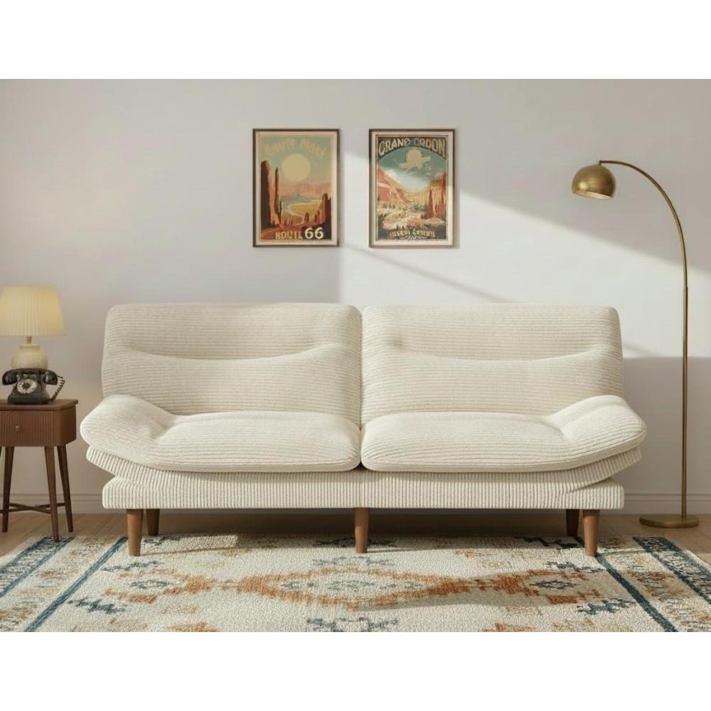 imageFuton Sofa Bed 3in1 Futon Couch wAdjustable Backrest amp Armrests Corduroy Convertible Sleeper Sofa Bed Folding Sleeper Recliner wRemovable Cushion for Apartment Living Room Office66inBlackBeige