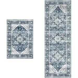 AMADA HOMEFURNISHING 2×6 and 2×3 Area Rugs Buying Together, Washable Area Rug, Low-Profile Indoor Rug with Non-Slip Backing & Durable Edge Binding