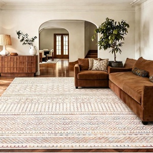 AMADA HOMEFURNISHING 8×10 Boho Area Rugs, Washable Geometric Low-Pile with Non-Slip Backing, Stain Resistance & Durable Edge Binding, Soft Indoor Carpet for Living Room, Bedroom, Dining Room, Beige(Multi Color)