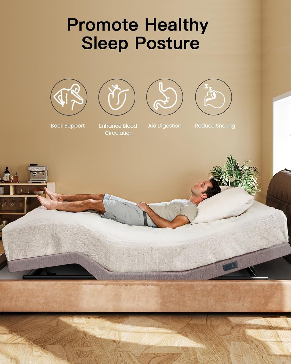 image:imageAdjustable Bed Frame with Massage Fits Platform Bed QueenQueen