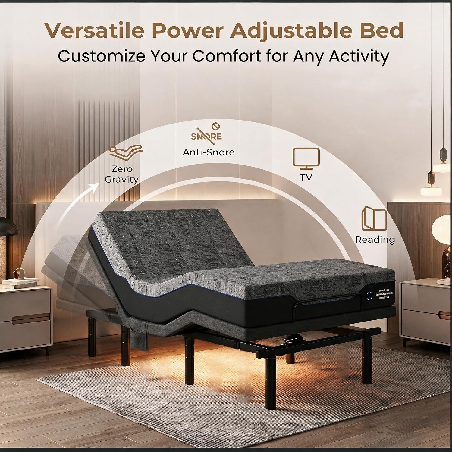 image:imageAmada Adjustable Bed Frame Queen with Massage and Zero GravityFull
