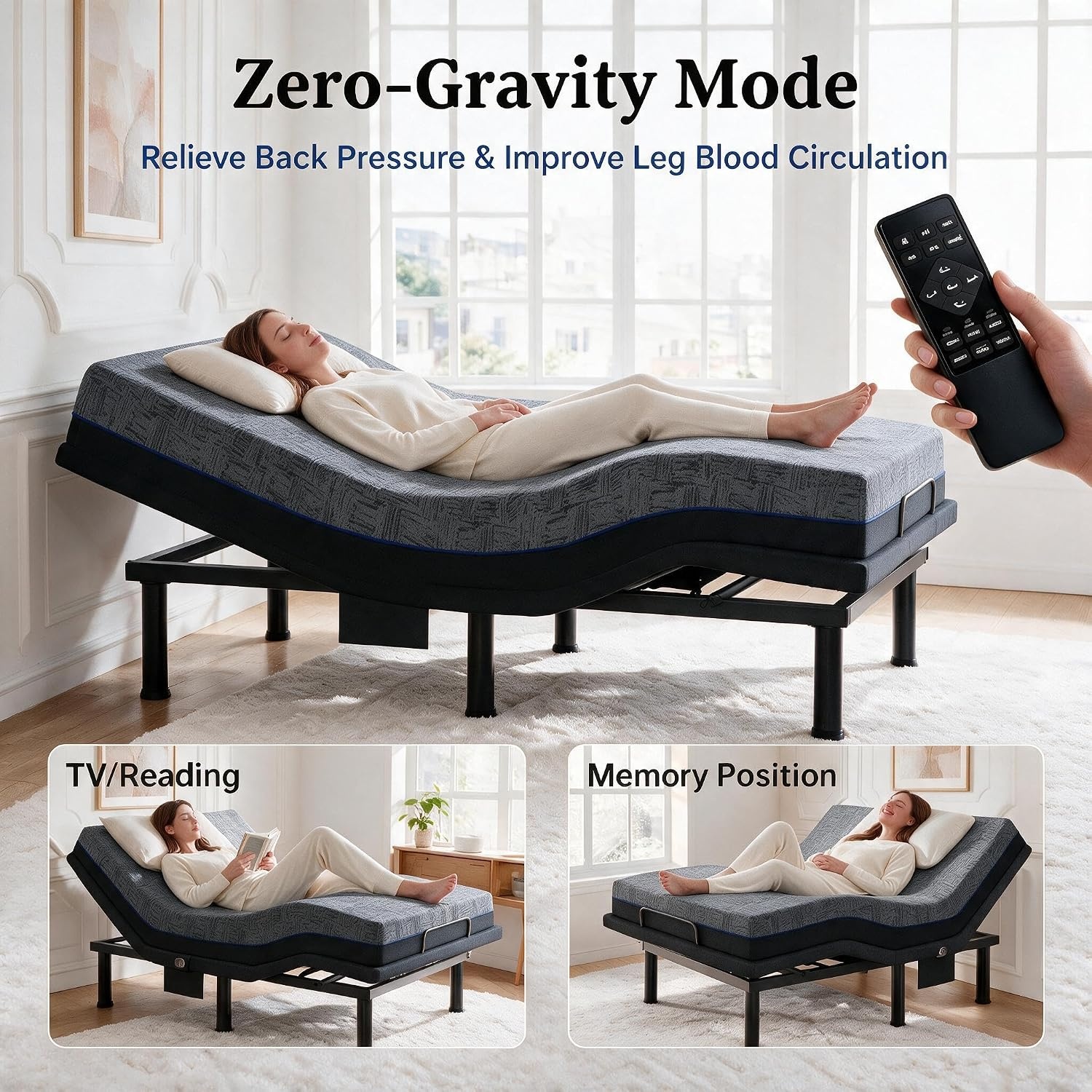 image:imageAmada Adjustable Bed Frame Queen with Massage and Zero GravityFull