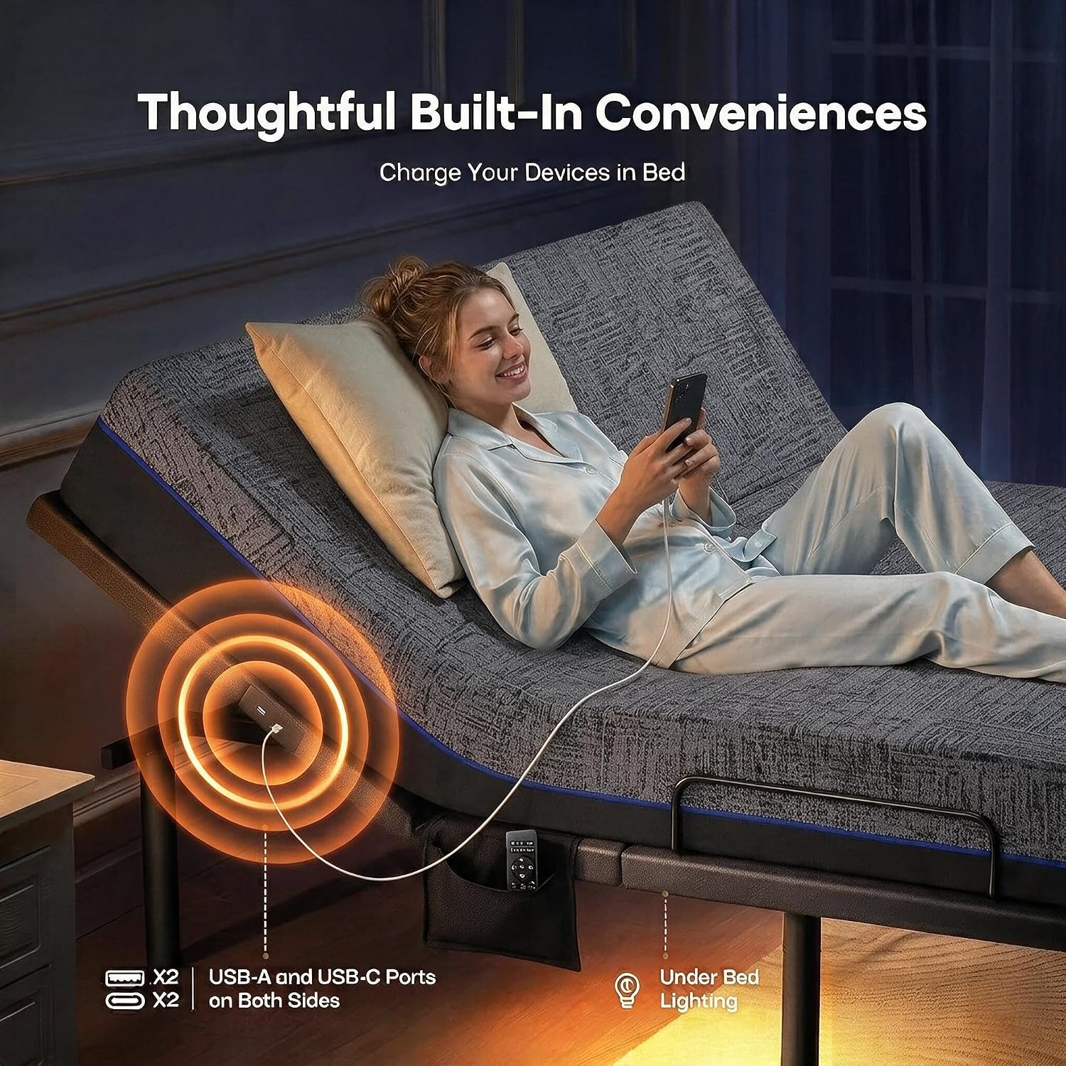image:imageAmada Adjustable Bed Frame Queen with Massage and Zero GravityFull