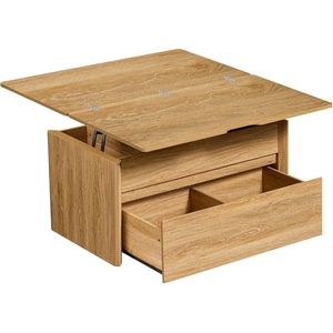 AMADA HOMEFURNISHING Lift Top Coffee Table with Storage, Natural Oak
