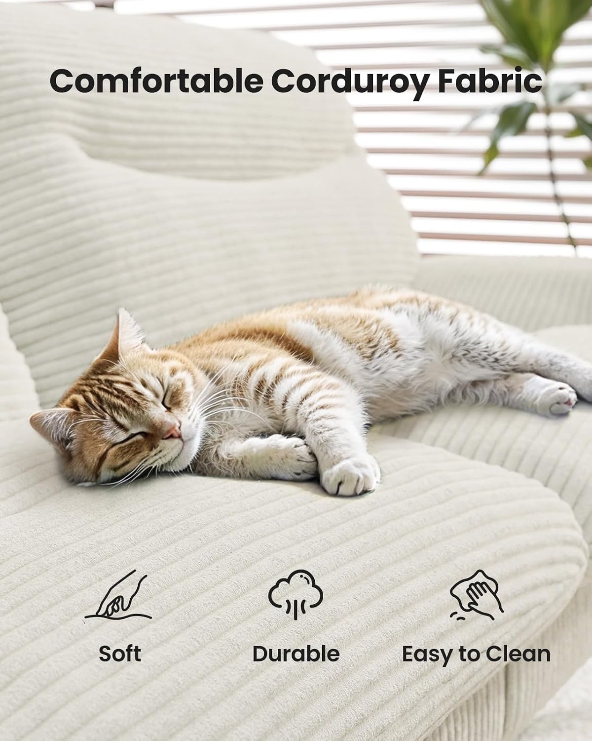 image:imageAmada Convertible Corduroy Futon Sofa Bed 66 inch Charcoal GrayBeige White