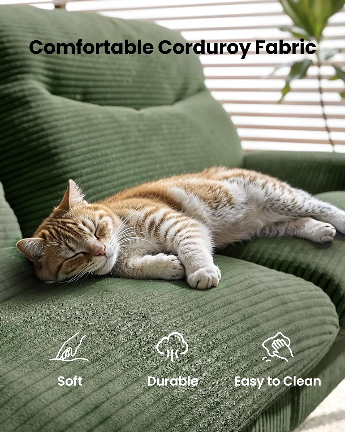image:imageAmada Convertible Corduroy Futon Sofa Bed 66 inch Charcoal GrayGreen