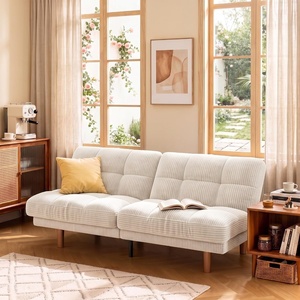 Amada 70-Inch Convertible Futon Sofa Bed with Adjustable Backrest, White