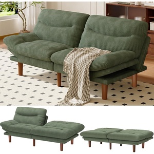 Amada Convertible Corduroy Futon Sofa Bed, 66 inch, Charcoal Gray(Green)