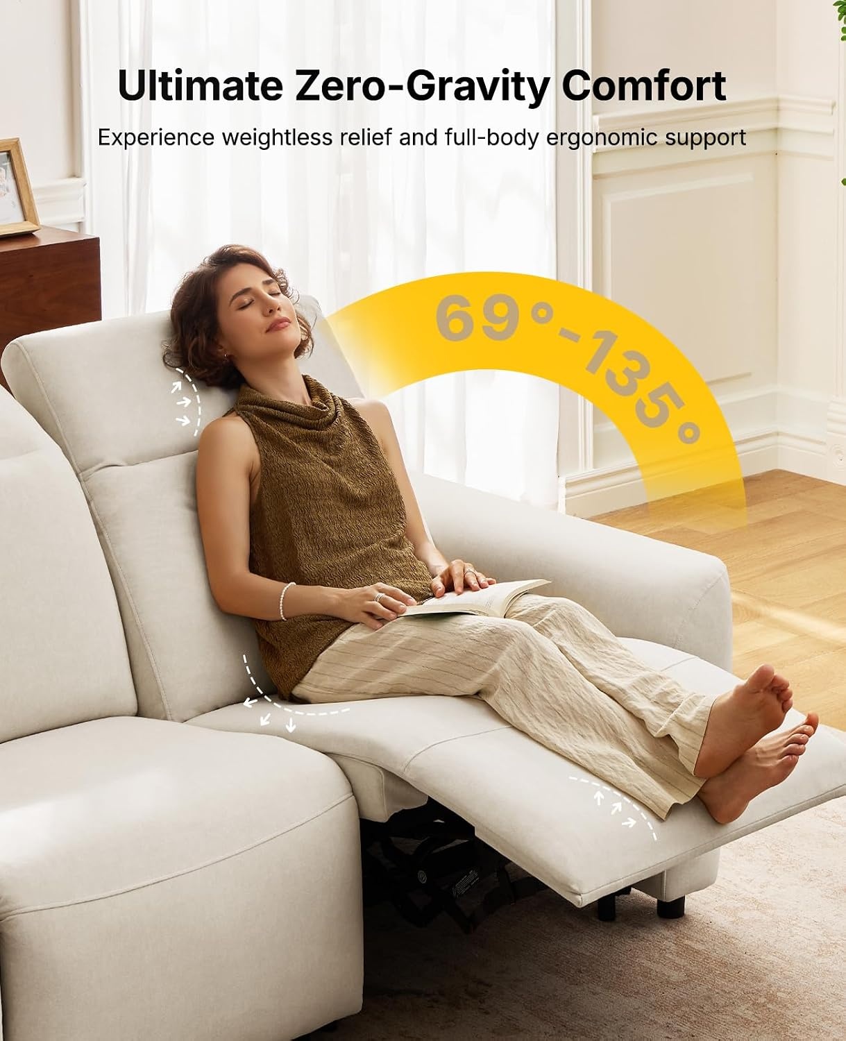 image:imageAmada 95 Power Reclining Sofa Oversized Zero Gravity 3Seater GrayBeige