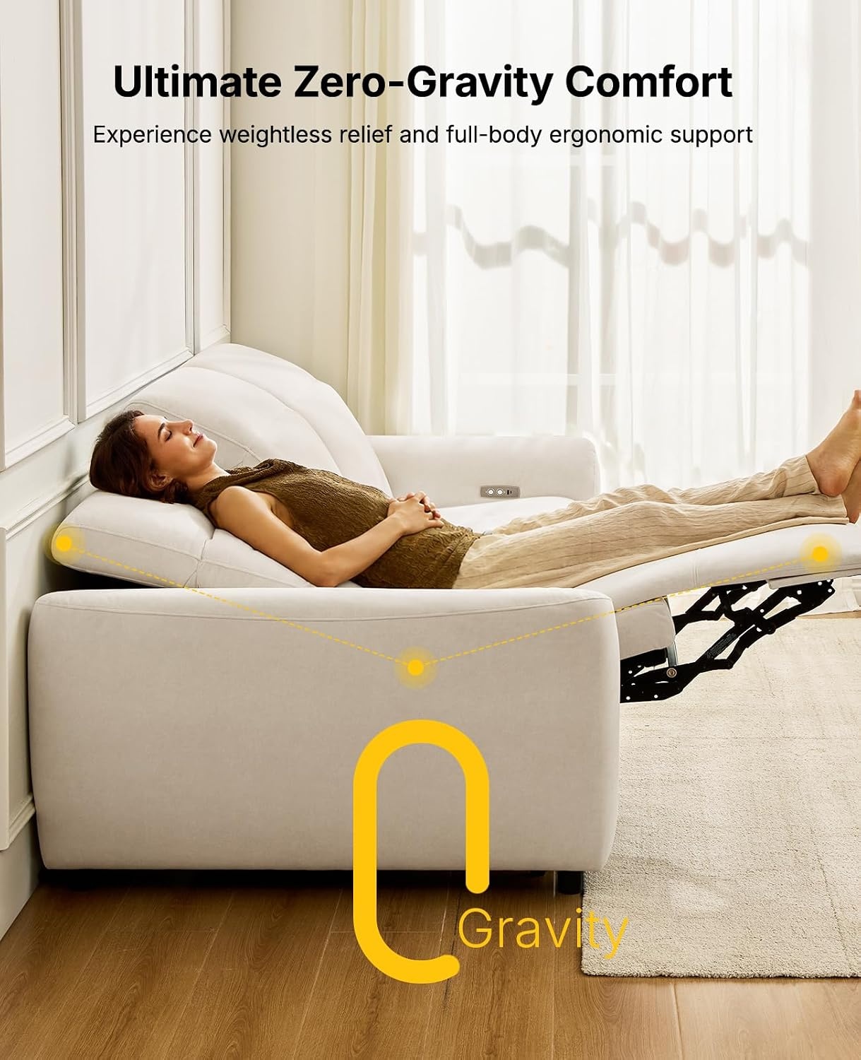 image:imageAmada 95 Power Reclining Sofa Oversized Zero Gravity 3Seater GrayBeige