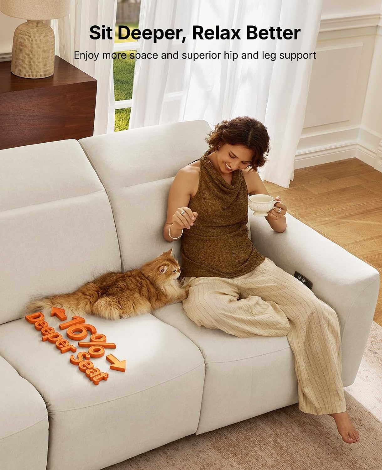 image:imageAmada 95 Power Reclining Sofa Oversized Zero Gravity 3Seater GrayBeige