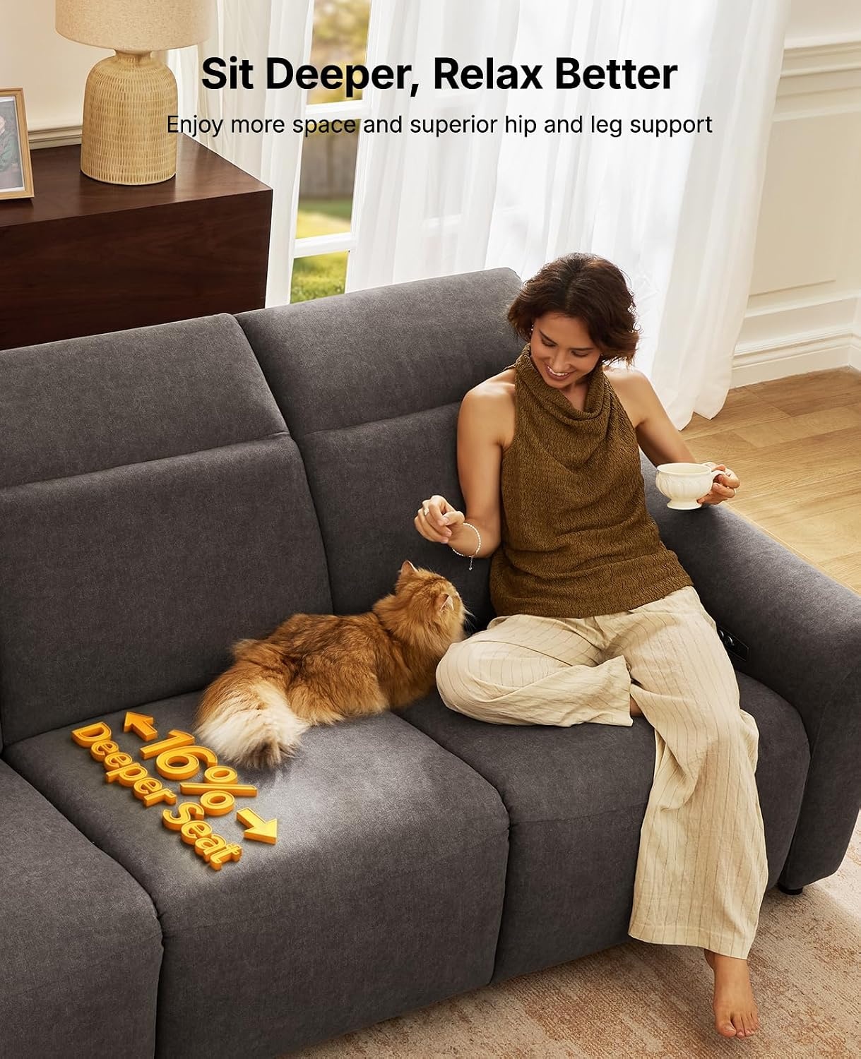 image:imageAmada 95 Power Reclining Sofa Oversized Zero Gravity 3Seater GrayGrey
