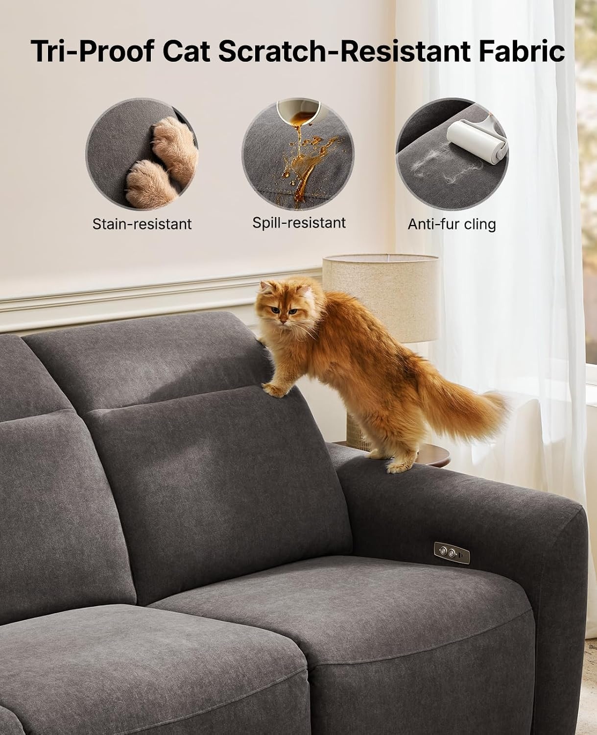 image:imageAmada 95 Power Reclining Sofa Oversized Zero Gravity 3Seater GrayGrey