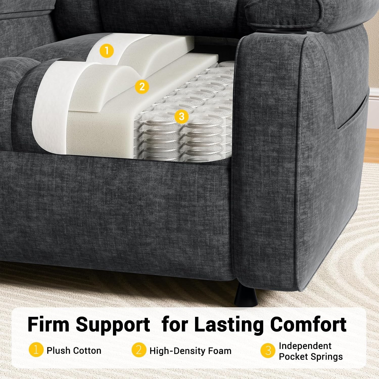 image:imageAmada Power Recliner Chair OneTouch Synchronized Reclining Light GrayDark Gray