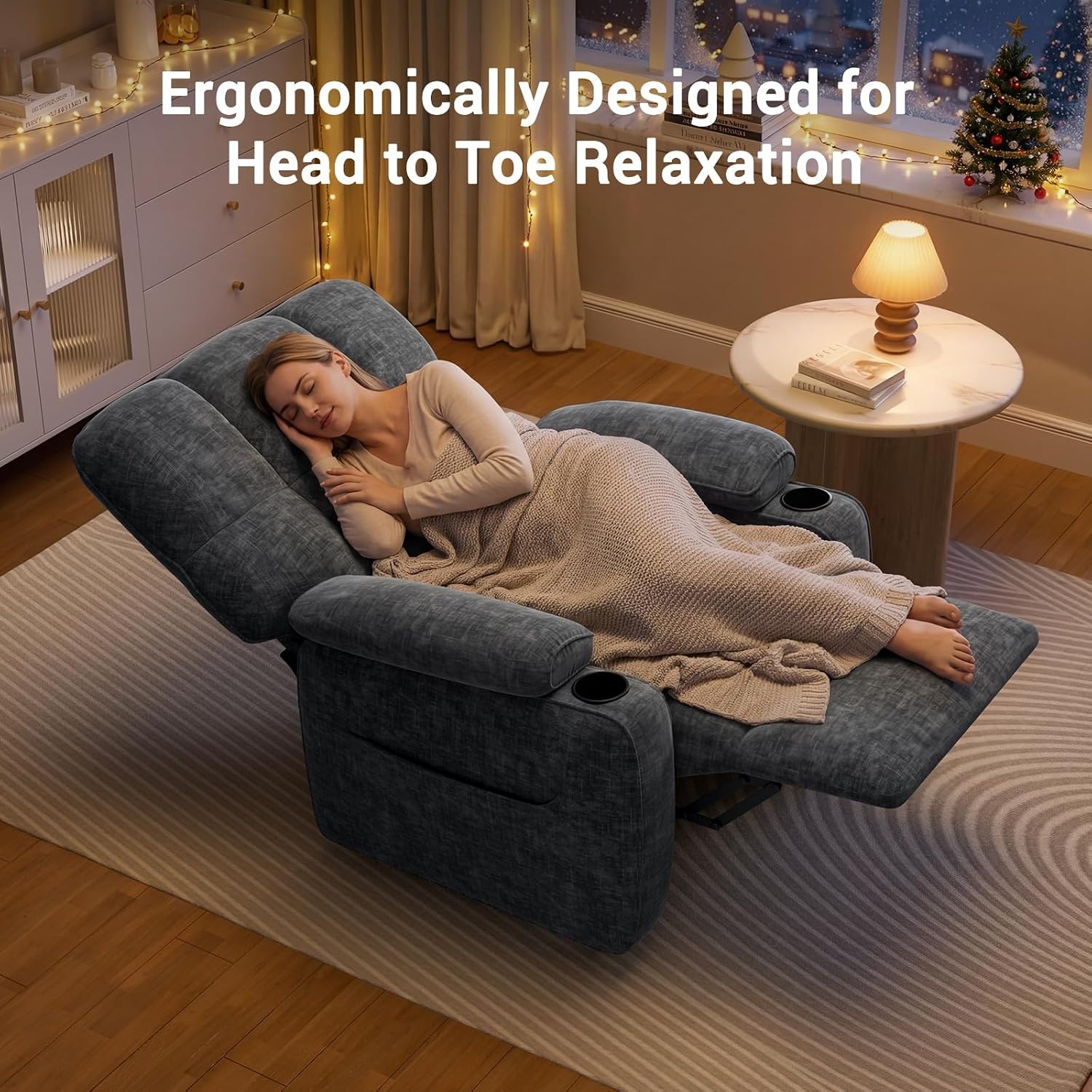 image:imageAmada Power Recliner Chair OneTouch Synchronized Reclining Light GrayDark Gray