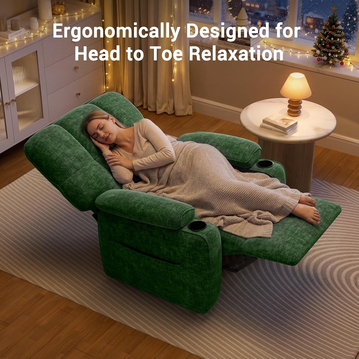 image:imageAmada Power Recliner Chair OneTouch Synchronized Reclining Light GrayGreen