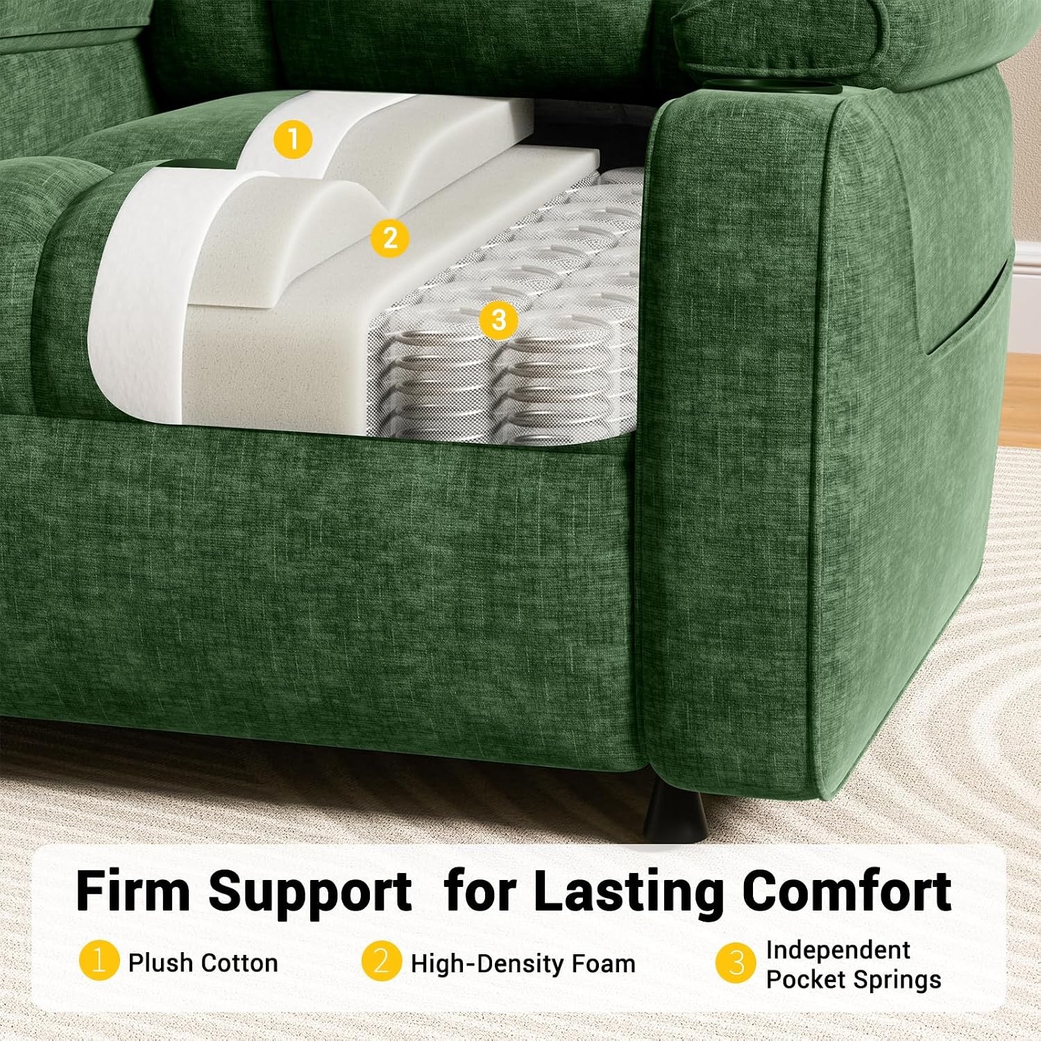 image:imageAmada Power Recliner Chair OneTouch Synchronized Reclining Light GrayGreen