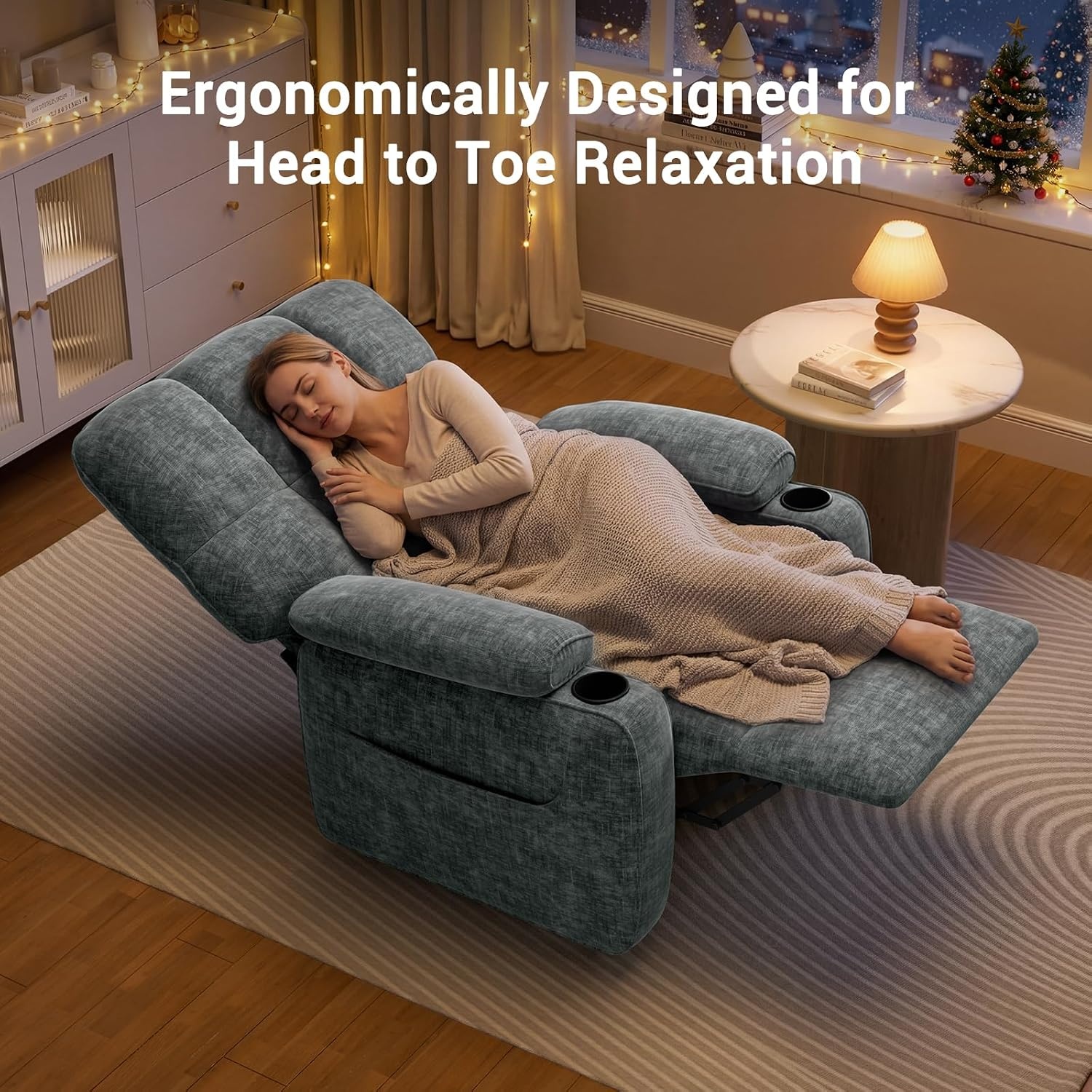 image:imageAmada Power Recliner Chair OneTouch Synchronized Reclining Light GrayLight Gray