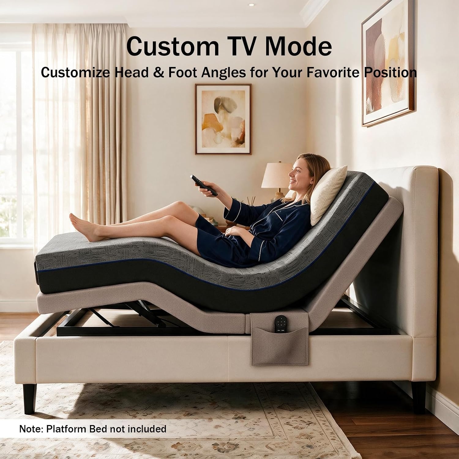 image:imageAdjustable Bed Frame and 14 Mattress Massage ZeroClearance Split KingQueen