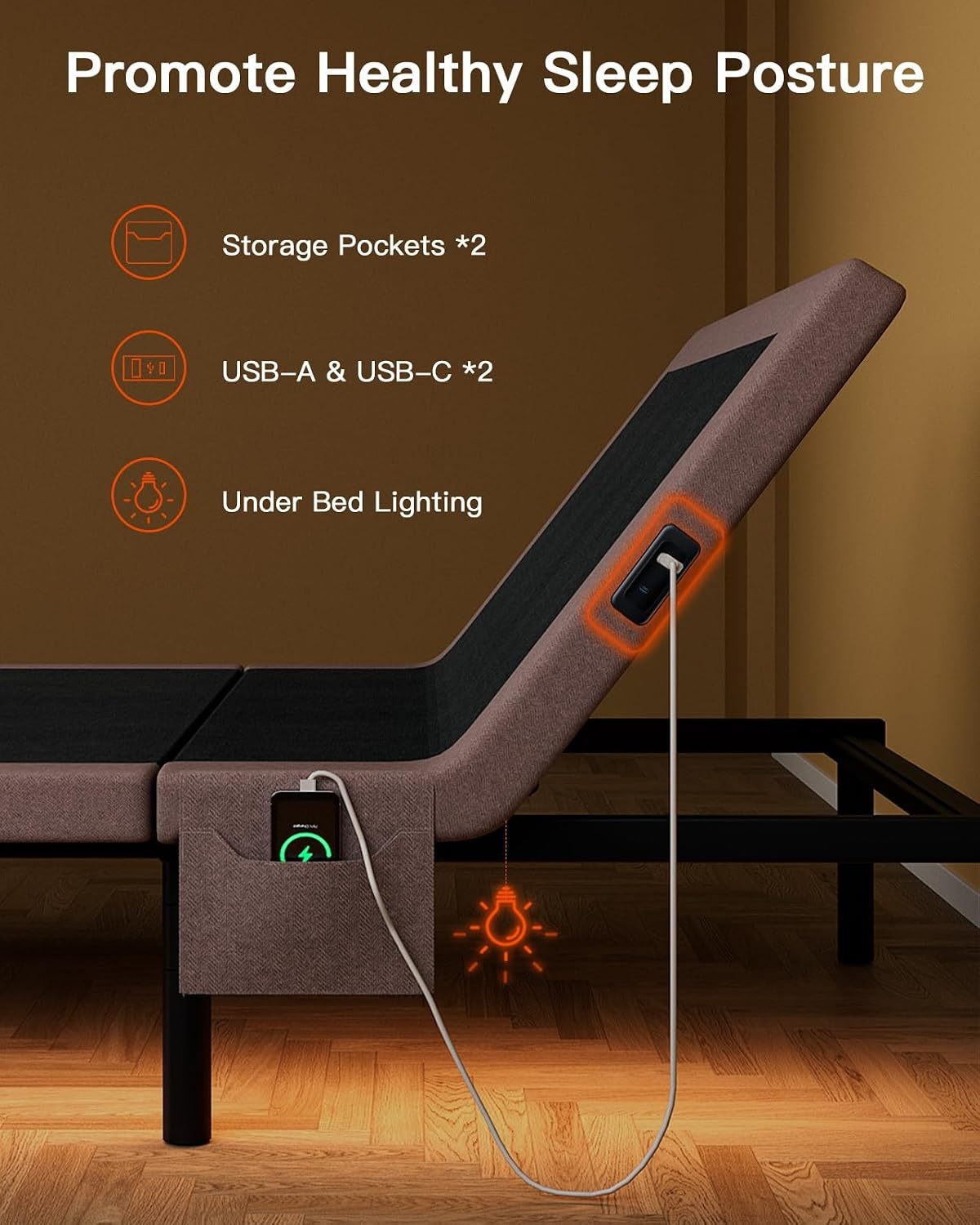 image:imageAdjustable Bed Frame and 14 Mattress Massage ZeroClearance Split KingQueen