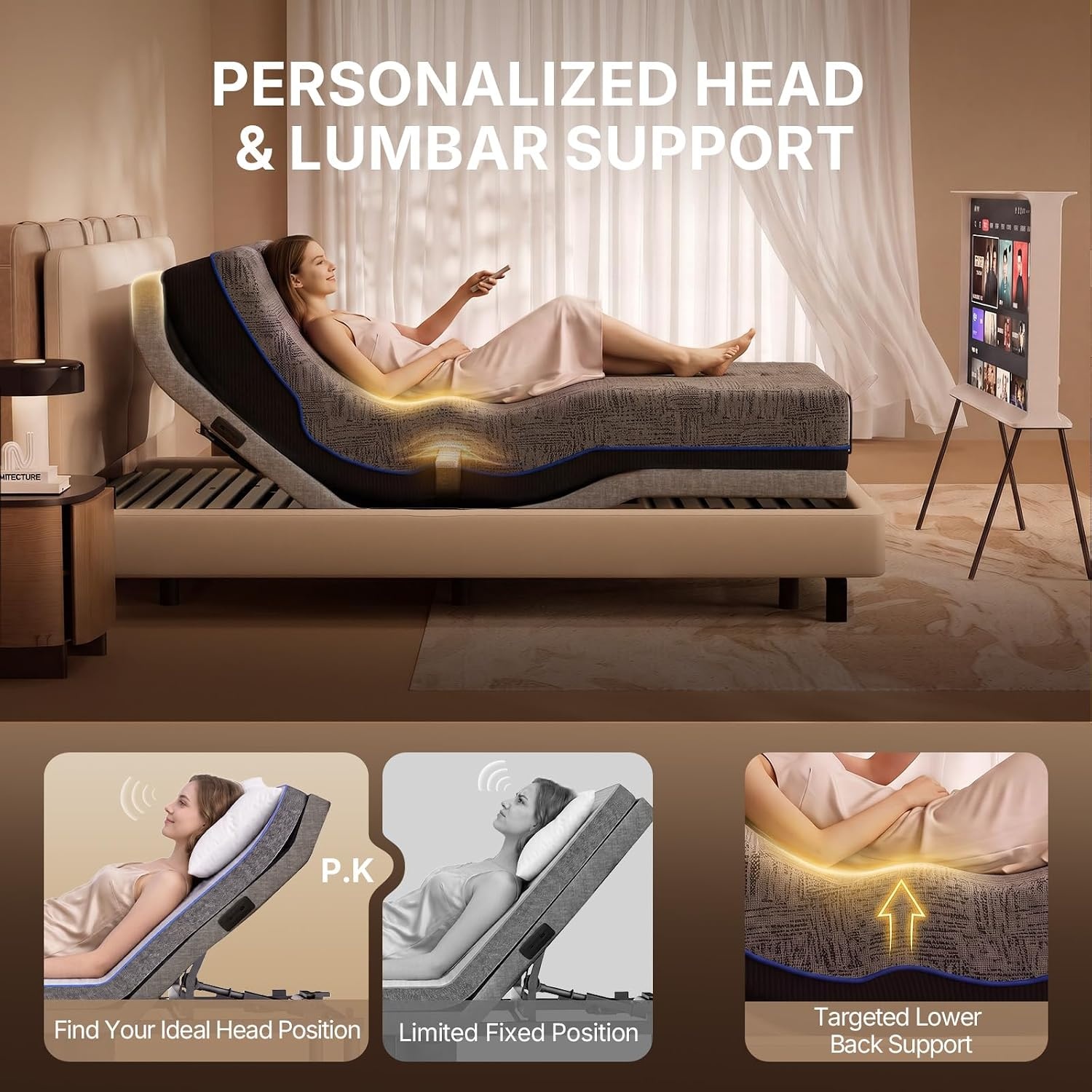 image:imageAmada Split King Adjustable Bed Frame with Lumbar Support and Zero GravitySplit King