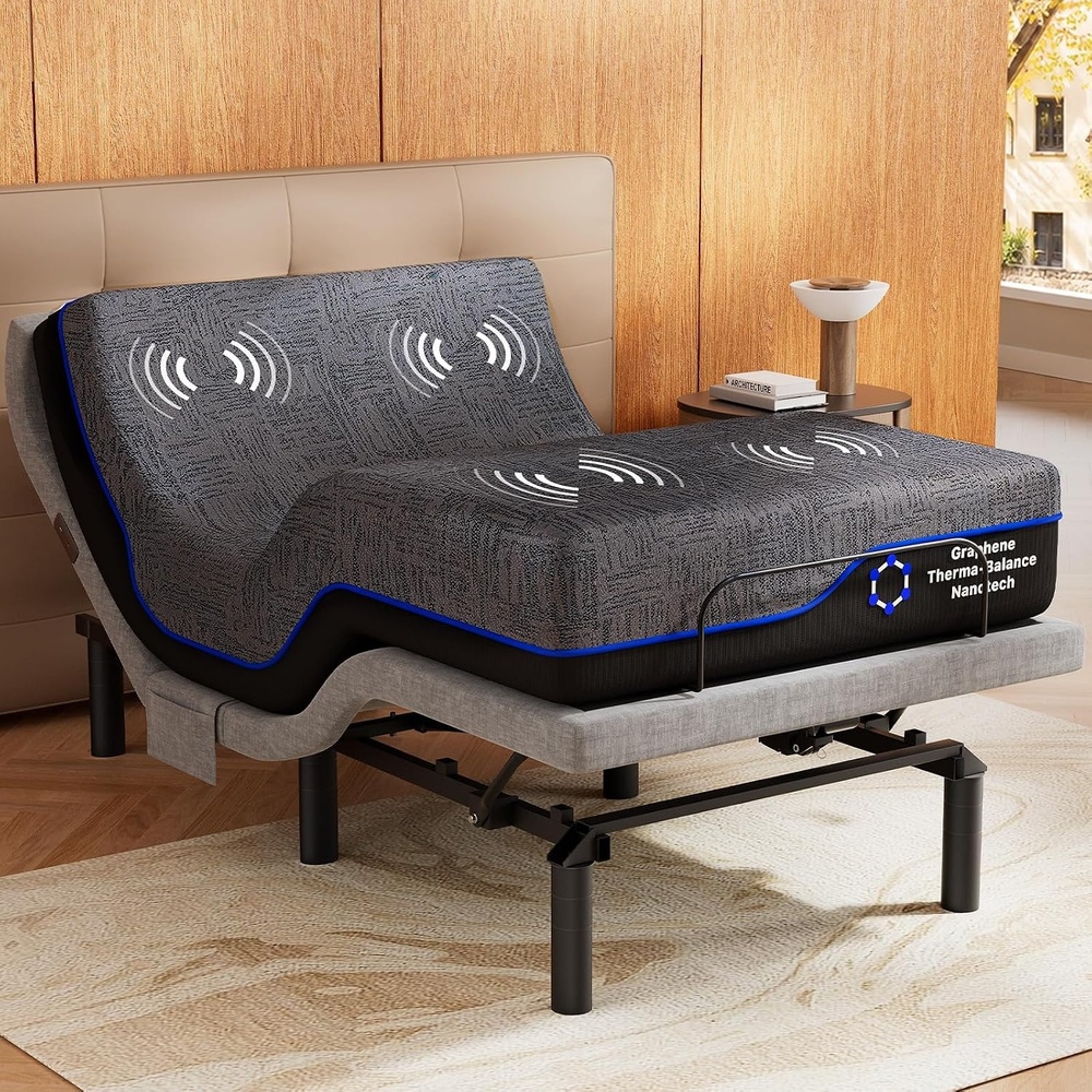 image:imageAMADA Twin XL Adjustable Bed Frame with 14 Mattress and Lumbar SupportTwin XL
