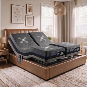 Adjustable Bed Frame and 14” Mattress, Massage, Zero-Clearance, Split King(Split King)