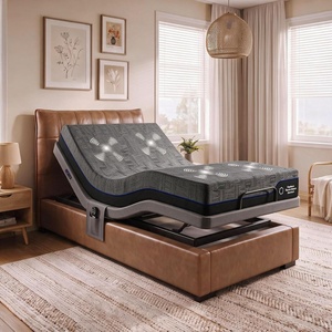 Adjustable Bed Frame and 14” Mattress, Massage, Zero-Clearance, Split King(Twin XL)